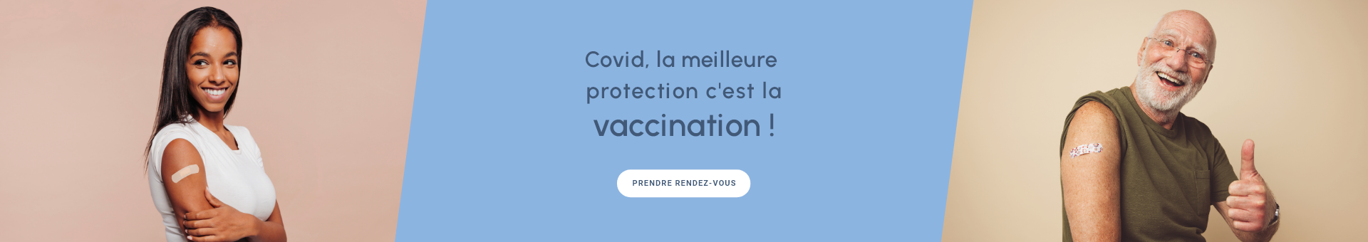 Deux personnes avec pansement après vaccination contre la covid-19